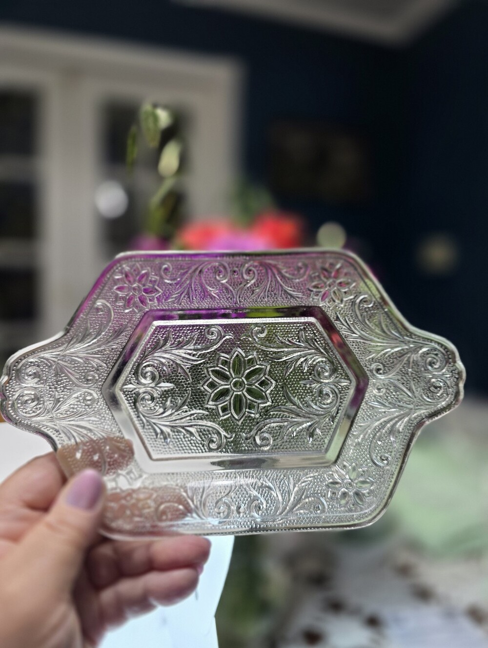Vintage Indiana Glass Tiara Sandwich Clear Tray